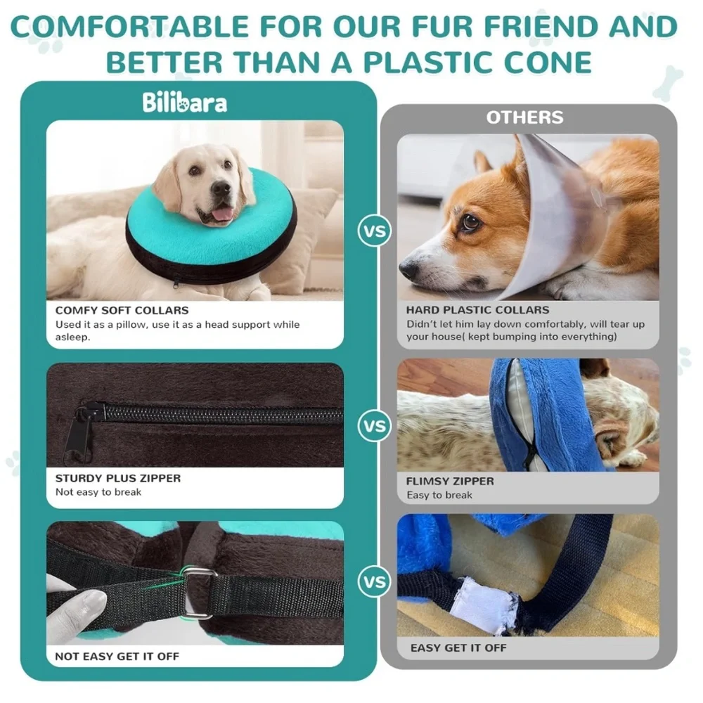 Bilibara Inflatable Dog Collar Size Medium Teal Color Recovery Surgery Cone New
